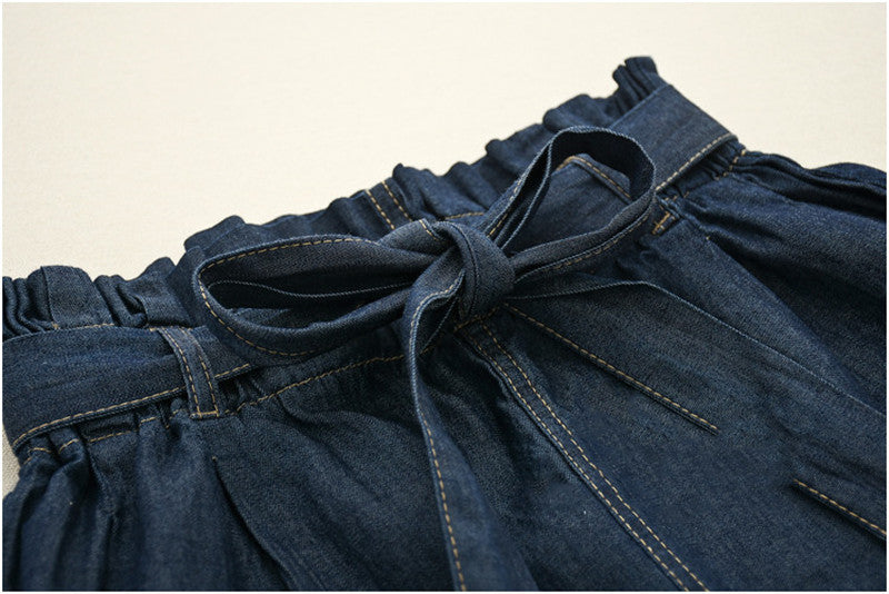 Sweet Wood Ear Jeans Cropped Pants Ladies