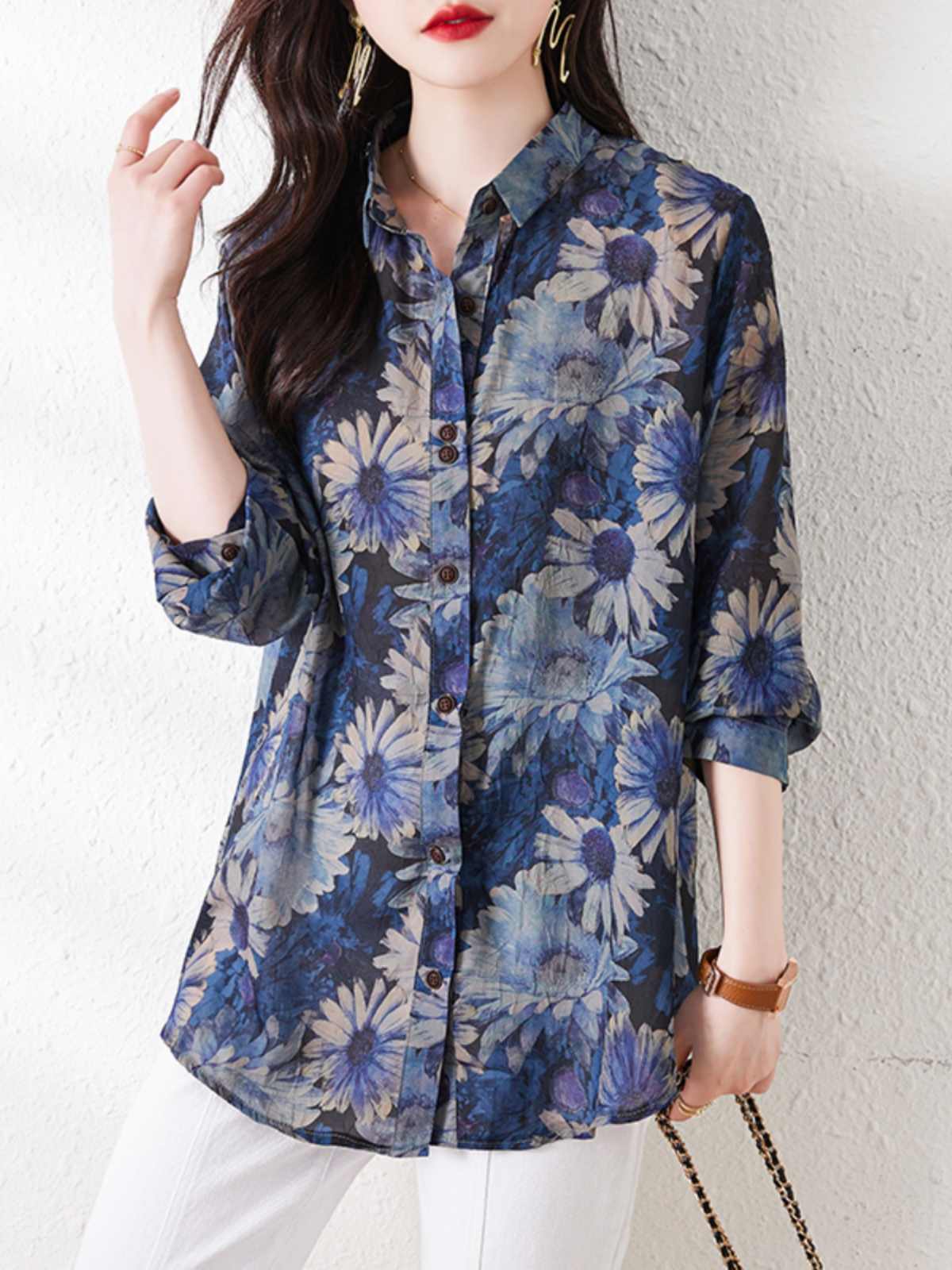 Plus Size Sun Protection Women's Loose Chiffon Shirt