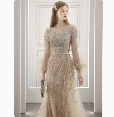 Beaded Diamond encrusted Evening Dress Long
